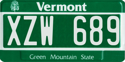 VT license plate XZW689