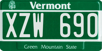 VT license plate XZW690