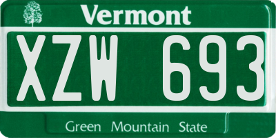 VT license plate XZW693