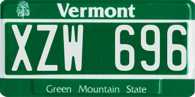 VT license plate XZW696