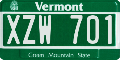 VT license plate XZW701