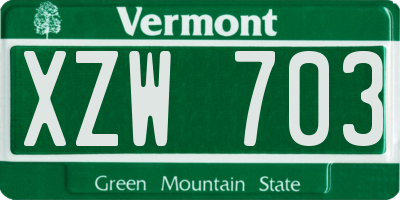VT license plate XZW703