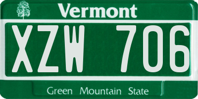 VT license plate XZW706