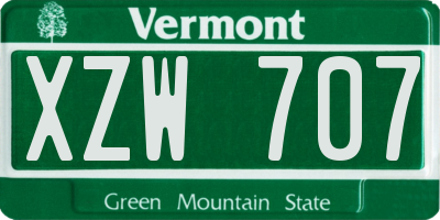 VT license plate XZW707