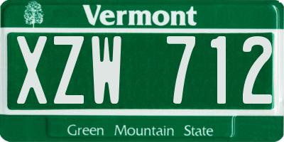 VT license plate XZW712