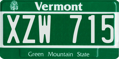 VT license plate XZW715