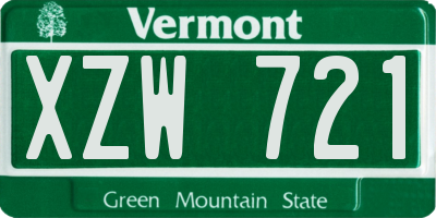 VT license plate XZW721