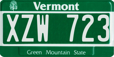 VT license plate XZW723