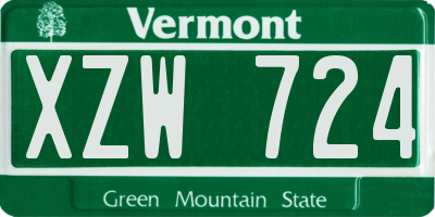 VT license plate XZW724
