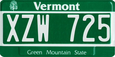 VT license plate XZW725