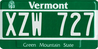 VT license plate XZW727