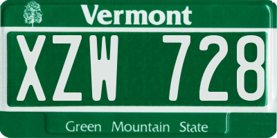 VT license plate XZW728
