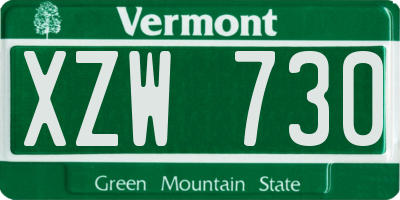 VT license plate XZW730