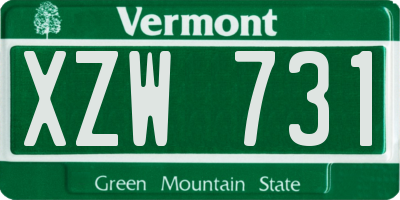 VT license plate XZW731