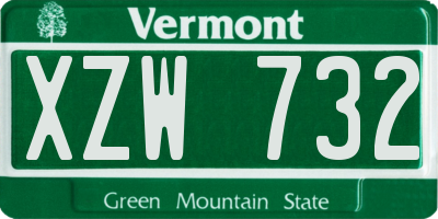 VT license plate XZW732