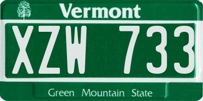 VT license plate XZW733