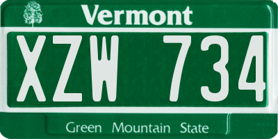 VT license plate XZW734