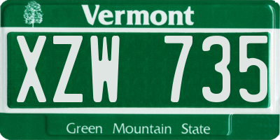 VT license plate XZW735
