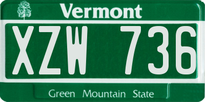 VT license plate XZW736