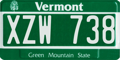 VT license plate XZW738