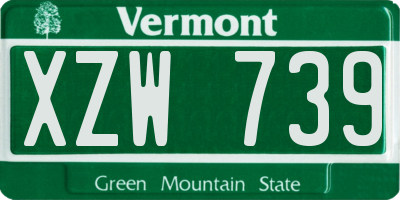 VT license plate XZW739