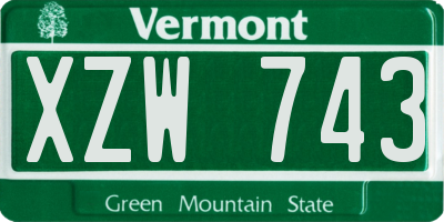 VT license plate XZW743