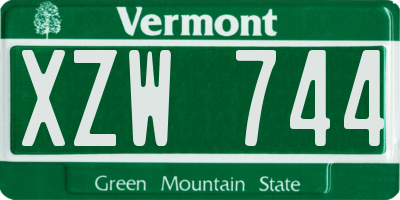 VT license plate XZW744