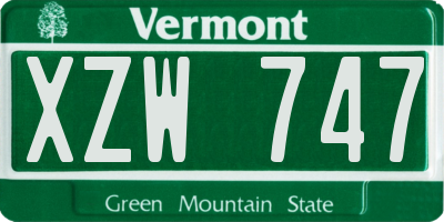 VT license plate XZW747