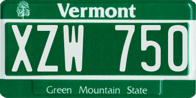 VT license plate XZW750