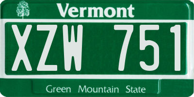 VT license plate XZW751