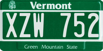 VT license plate XZW752