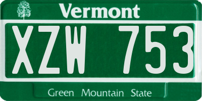 VT license plate XZW753