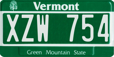 VT license plate XZW754