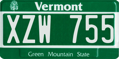 VT license plate XZW755