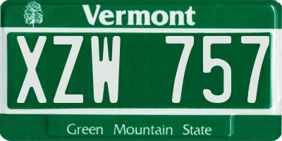 VT license plate XZW757