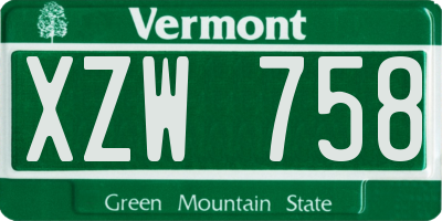 VT license plate XZW758