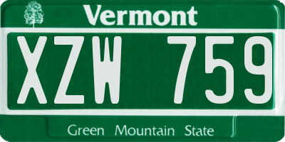 VT license plate XZW759