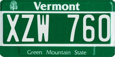 VT license plate XZW760