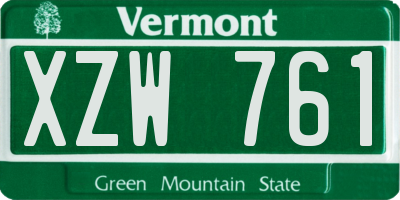 VT license plate XZW761