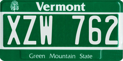VT license plate XZW762