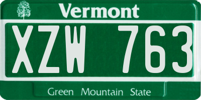VT license plate XZW763