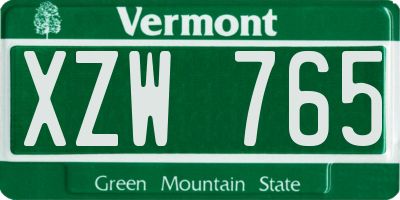 VT license plate XZW765