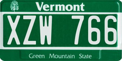 VT license plate XZW766