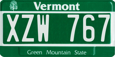 VT license plate XZW767
