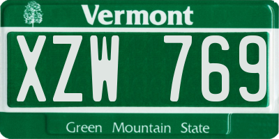 VT license plate XZW769