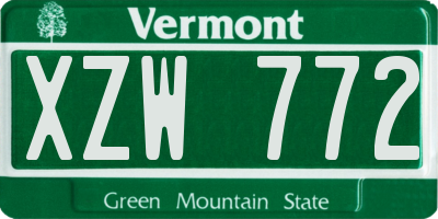 VT license plate XZW772