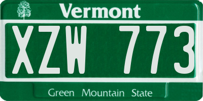 VT license plate XZW773