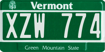 VT license plate XZW774