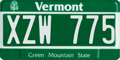 VT license plate XZW775