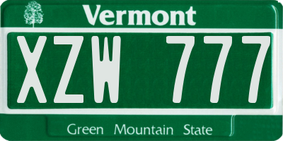 VT license plate XZW777